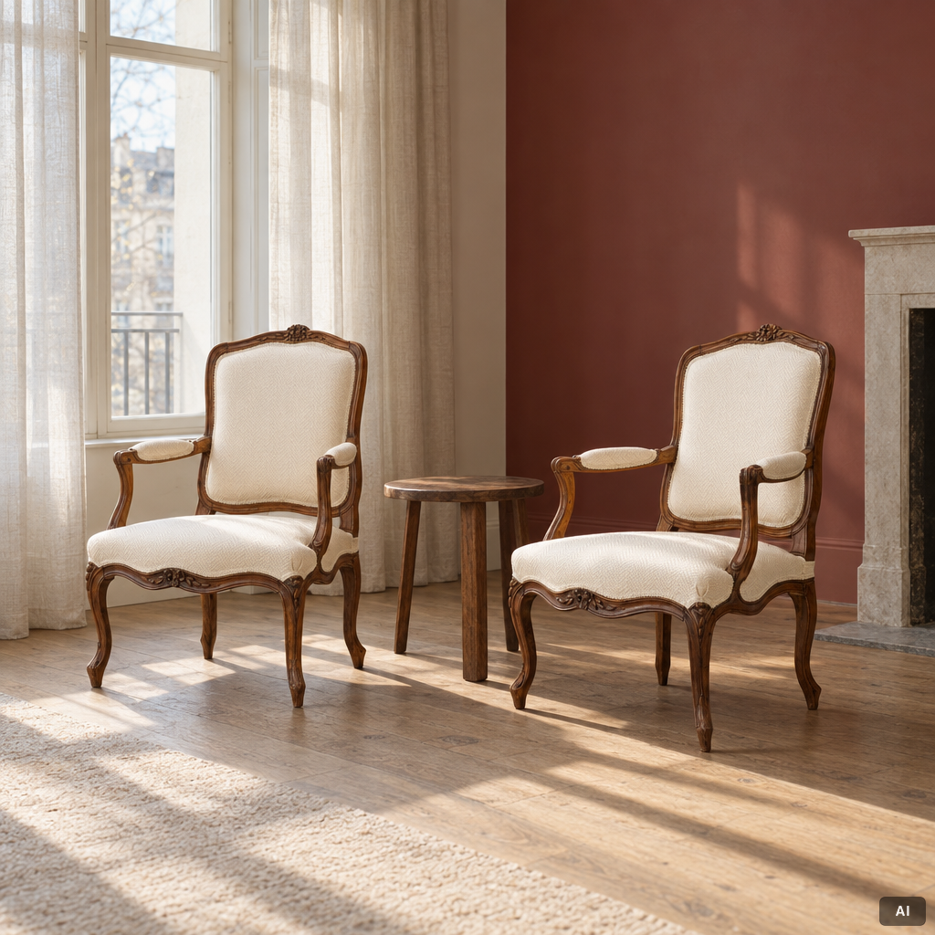 Armchairs, a pair, Rococo, 18th century.