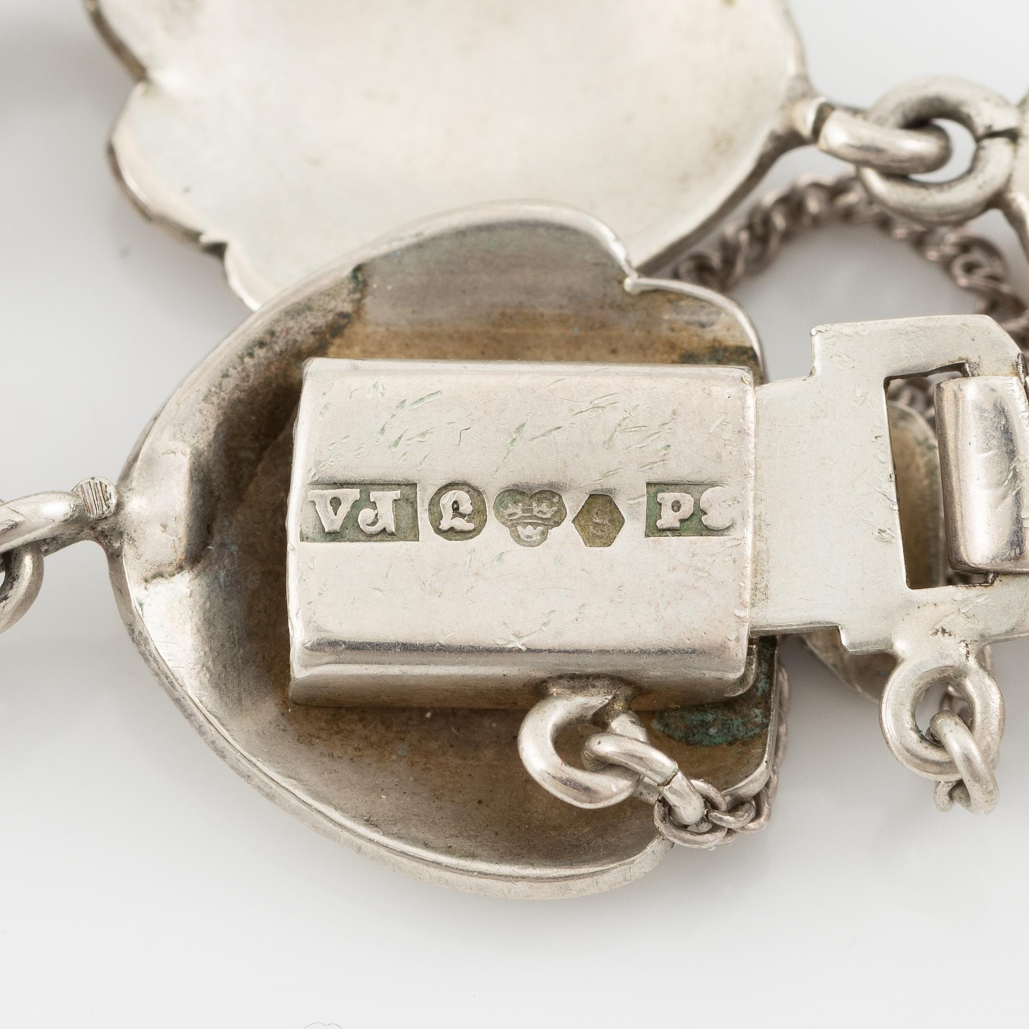 Two bracelets, Victor Janson, silver, one set with tiger's eye.