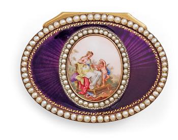 812A. A Swiss late 18th century gold and enamel snuff-box.