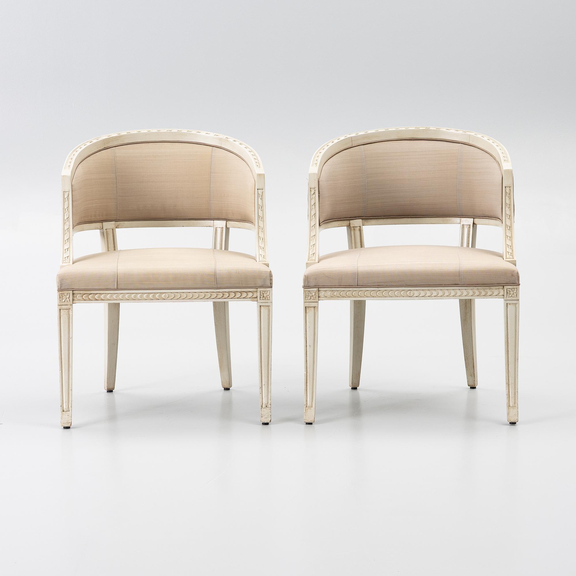 A pair of late-Gustavian style armchairs, late 20th Century.