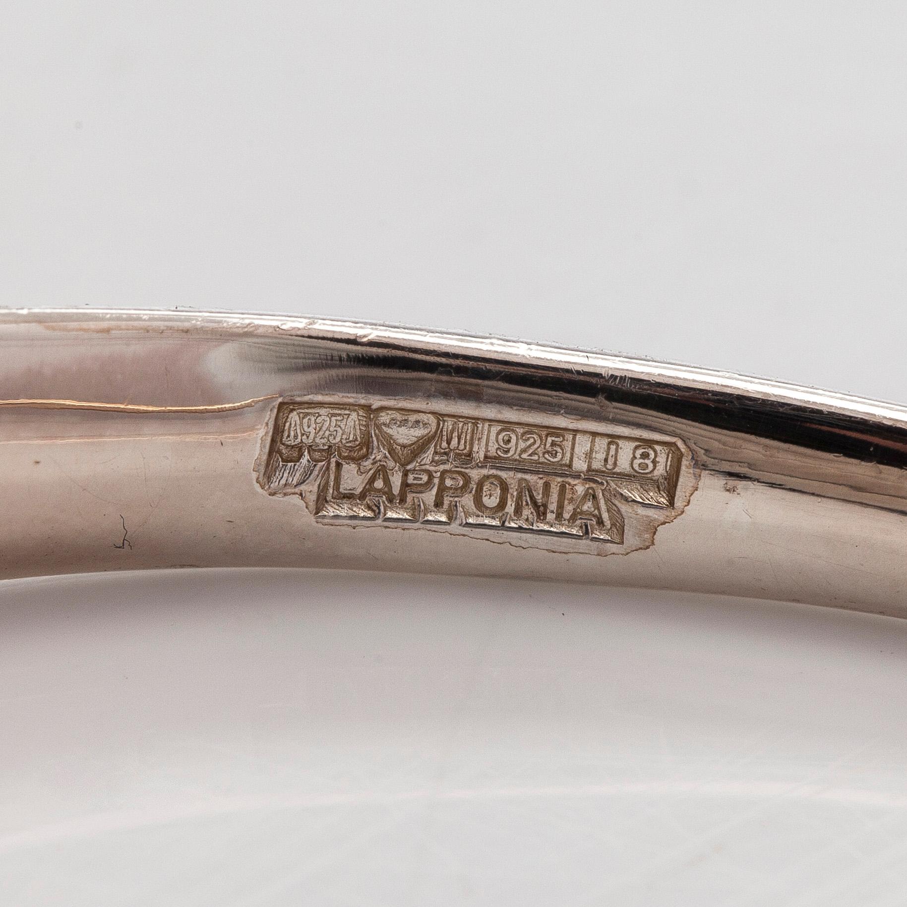 Ulla Poropudas, jewellery set, 4 pieces, silver, acrylic, Lapponia 1986.