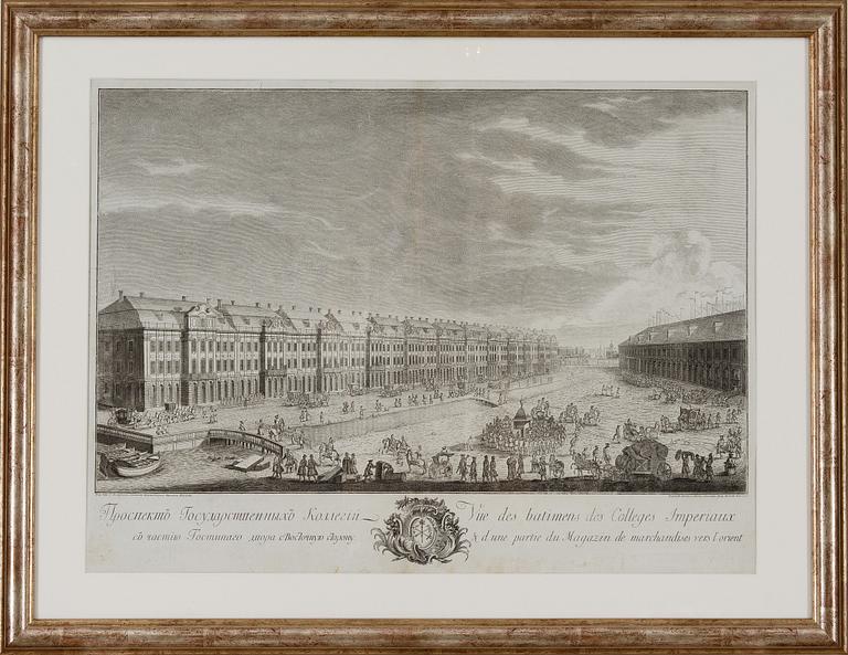 KOPPARSTICK, Ryssland, 1700-tal, efter Michaïl Ivanovitch Makhaieff teckningar.