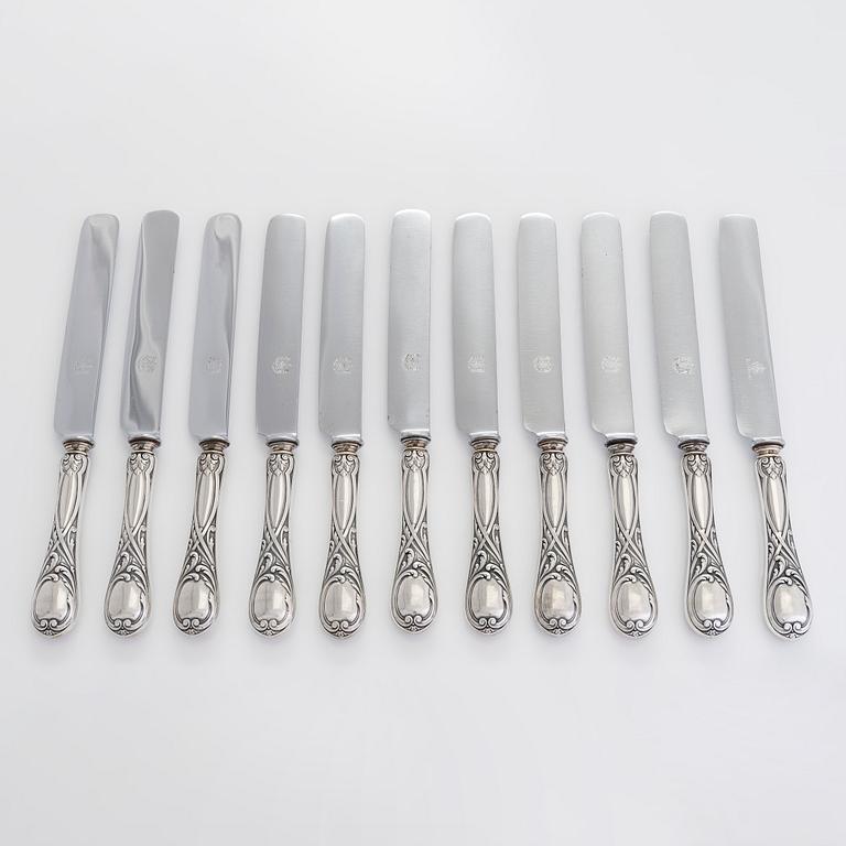 Br. Grachev, bestickuppsättning, 34 st, silver, med hovleverantörsstämpel, S:t Petersburg 1898.