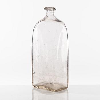 A Swedish engraved glass bottle presumably from Limmared, circa 1800.