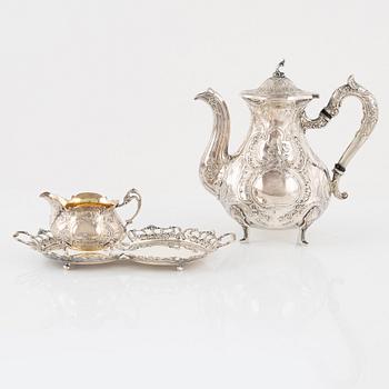 Kaffeservis, 3 delar, silver, Gewe Silvervarufabriken Ab, Malmö 1960-67.