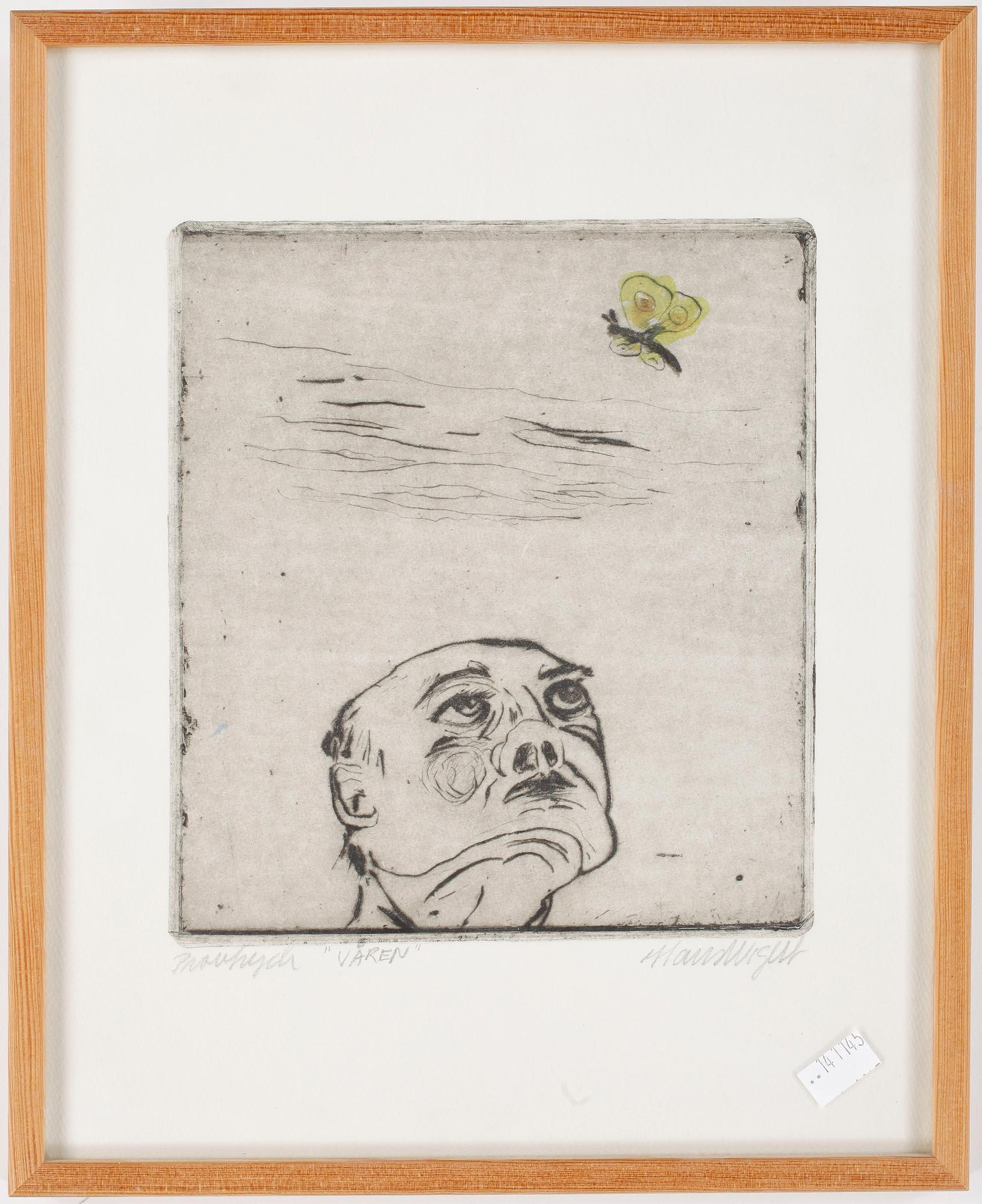 HANS WIGERT, etsning, provtryck. Signerad.