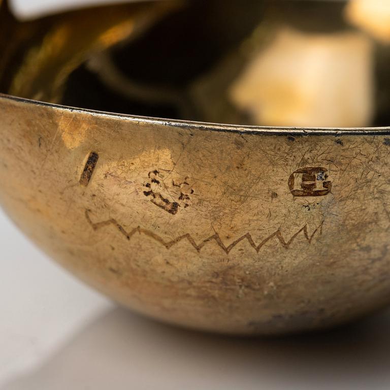 A Swedish mid 18th century silver-gilt laddle, mark of Henning Petter Henning, Stockholm 1745.