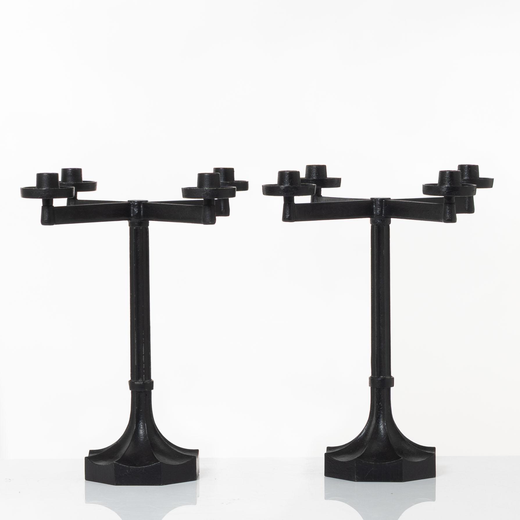 Sigurd Persson, a pair ofa cast iron candelabras, Kockums 1965.