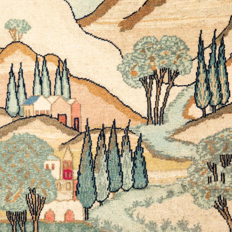 Keshan rug, figural semi-antique, approx. 165x110 cm.