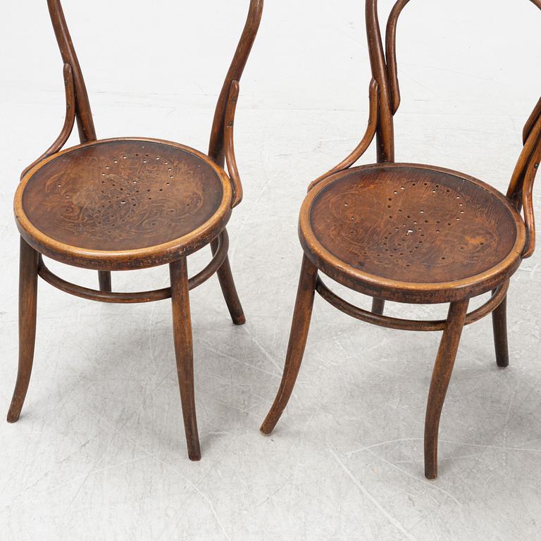 Cafestolar, fyra stycken, Josef Hoffmann samt Jacob & Josef Kohn, omkring år 1900.