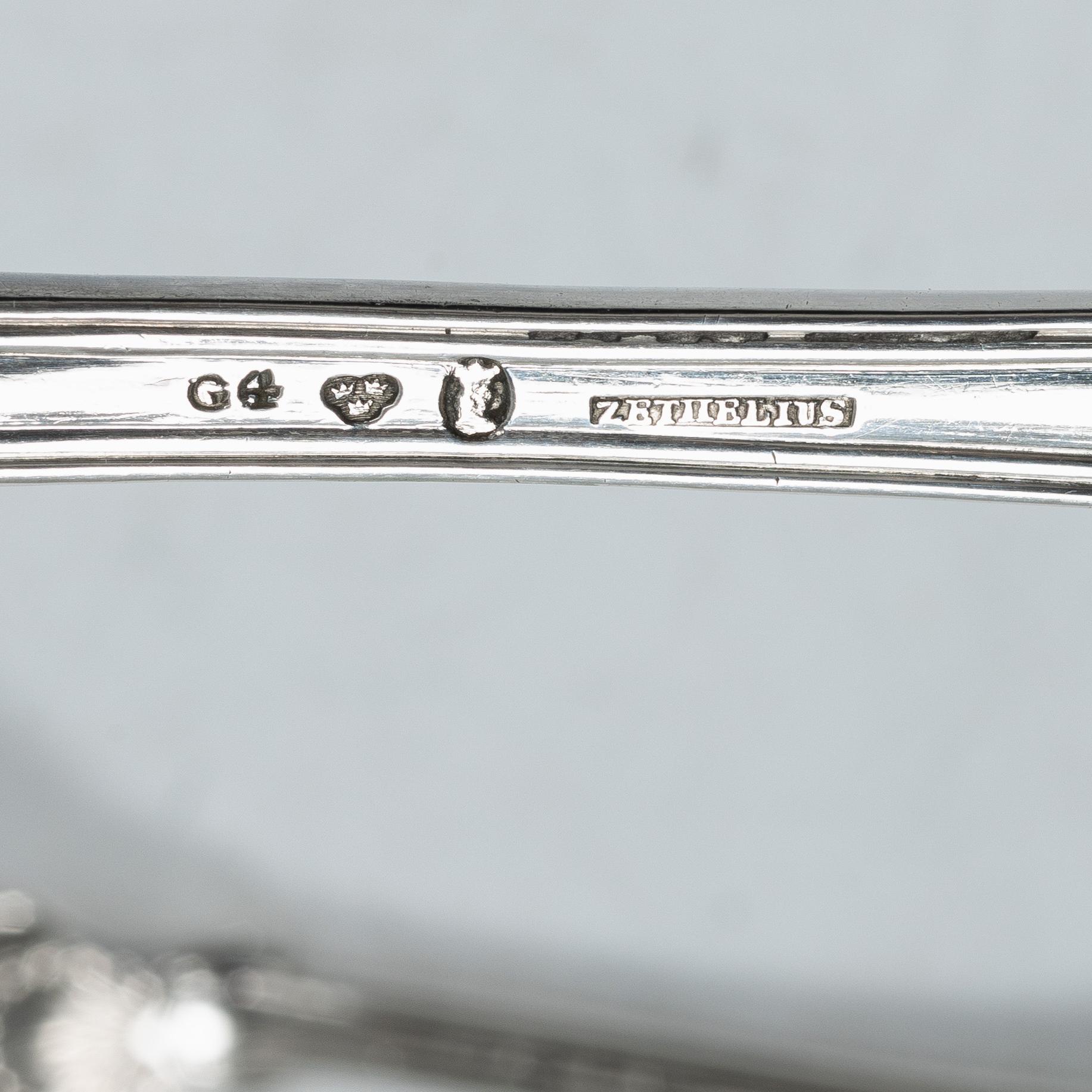 Adolf Zethelius, Gafflar, 12 st, silver, Stockholm 1837.