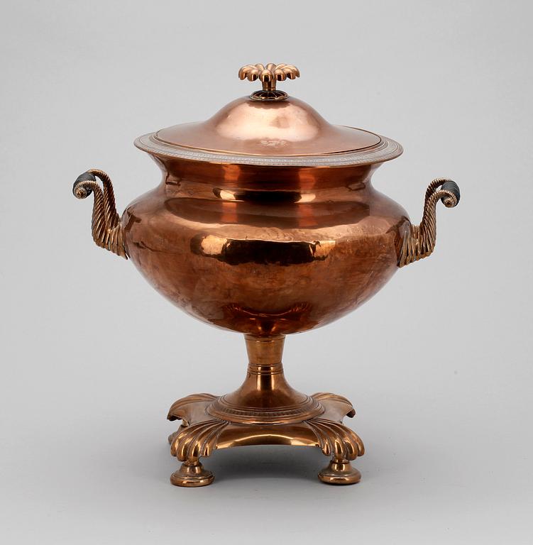 SAMOVAR, koppar, Benham, 19. Wigmore St, London, 1870-tal.