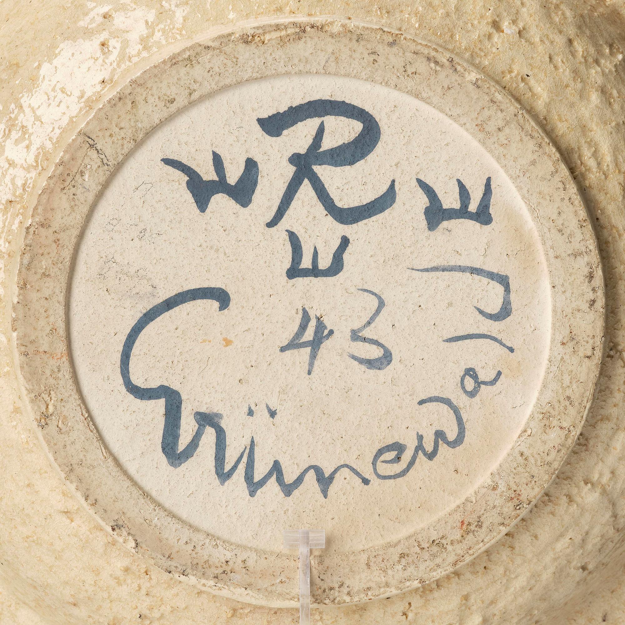 Isaac Grünewald, a chamotte stoneware bowl, Rörstrand, 1943.