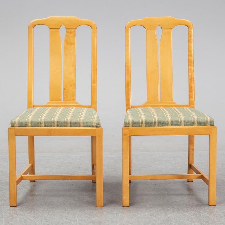 Carl Malmsten, a set of six 'Ambassadör' chairs and a 'Herrgården' dining table, second half of the 20th Century.