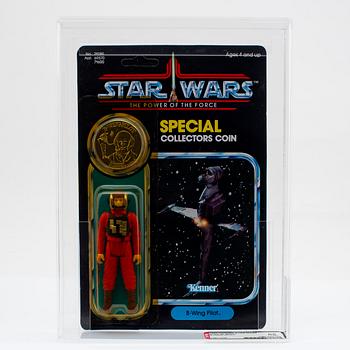 STAR WARS, Luke Skywalker (X-Wing Fighter Pilot), A-Wing Pilot & B-Wing Pilot AFA 85 NM+, POTF Kenner 1984.