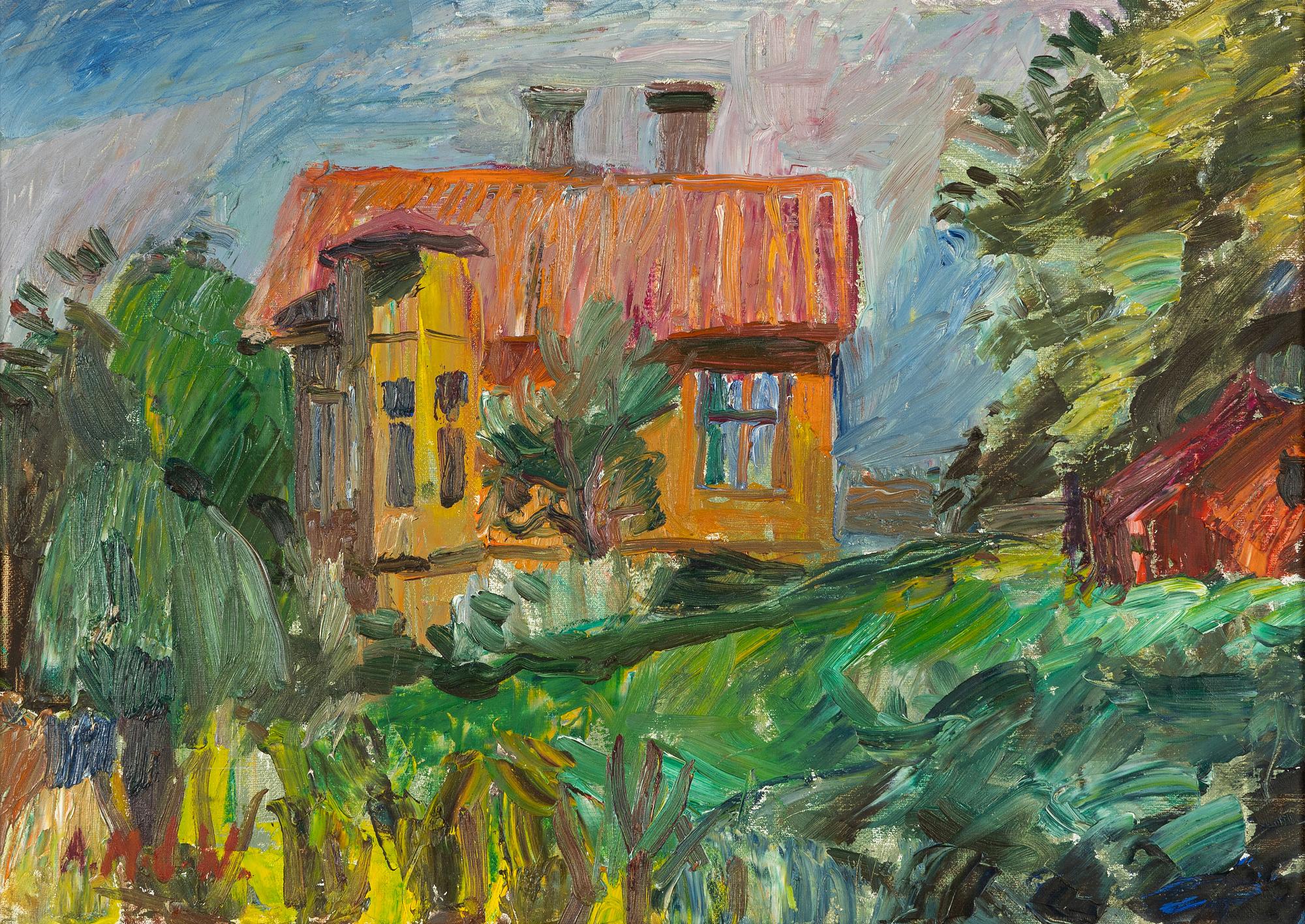 Astrid Munthe-de Wolfe, "Waxholmshus i grönska".