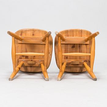 Eero Aarnio, pöytä ja tuoleja, 6 kpl, "Pirtti", Laukaan puu, 1900-luvun loppu.
