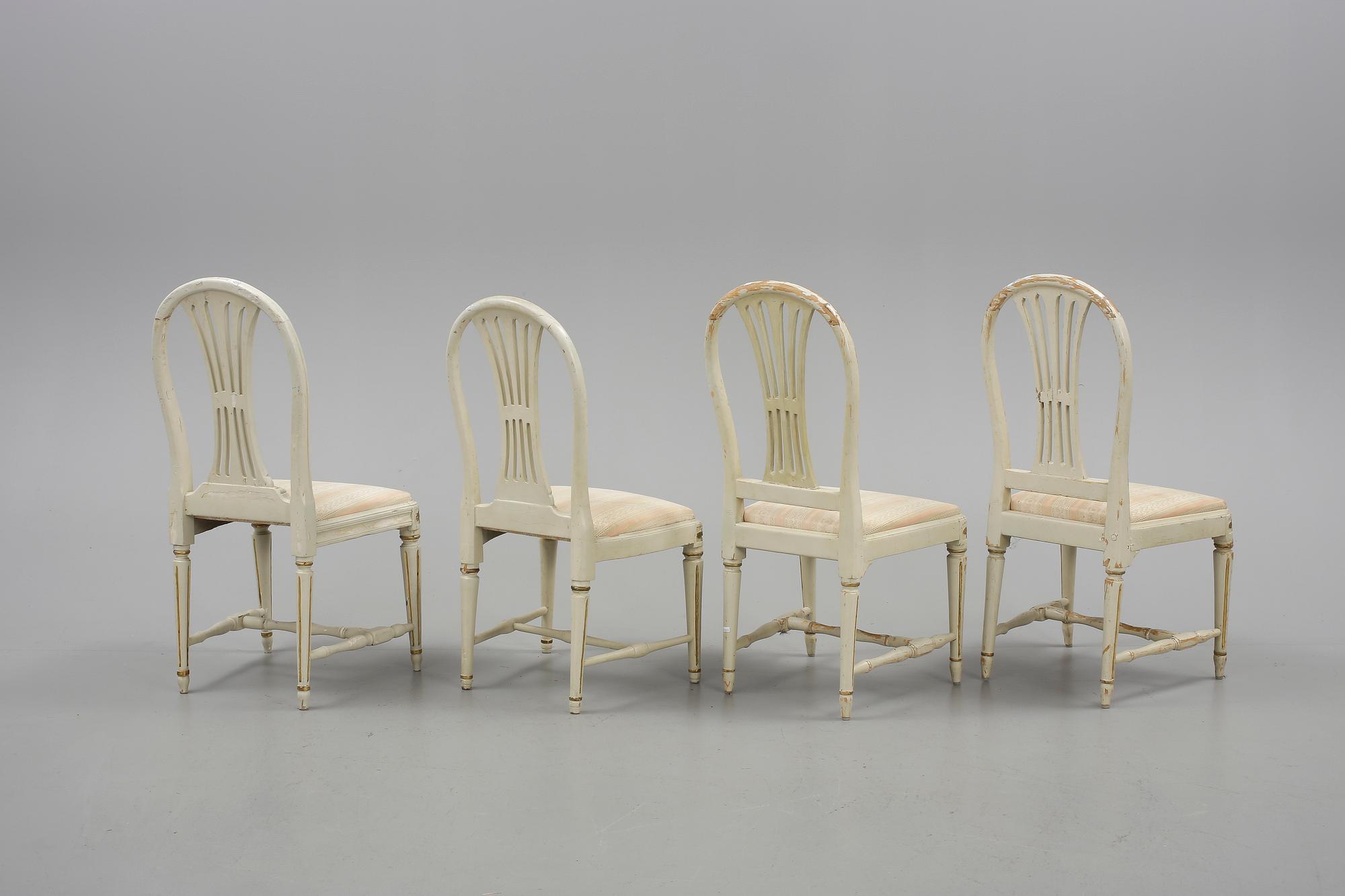 STOLAR, 4 st snarlika, Gustavianska, bl.a Johan Hammarström (mästare i Stockholm 1794-1812).