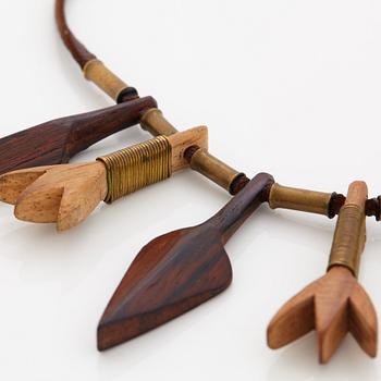 Vivianna Torun Bülow-Hübe, a leather, wood and copper necklace, executed in her workshop ca 1948,