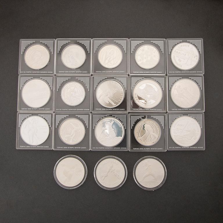 JUHLARAHOJA, 18 kpl, hopeaa, Olympialaiset, 1980-2000-luku.