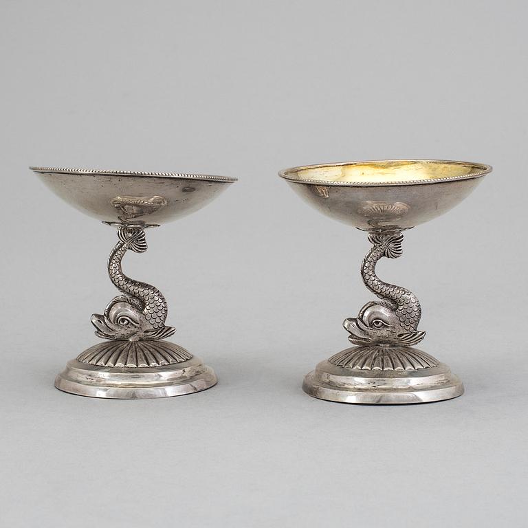 A pair of Swedish 19th century parcel-gilt salts, mark of Carl Magnus Ryberg, Stockholm 1815.