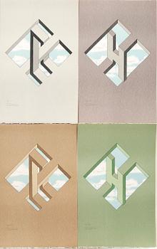 Oscar Reutersvärd,  a set of eight signed and numbered lithographs.