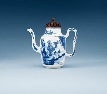 A blue and white ewer, Qing dynasty, Kangxi (1662-1722).