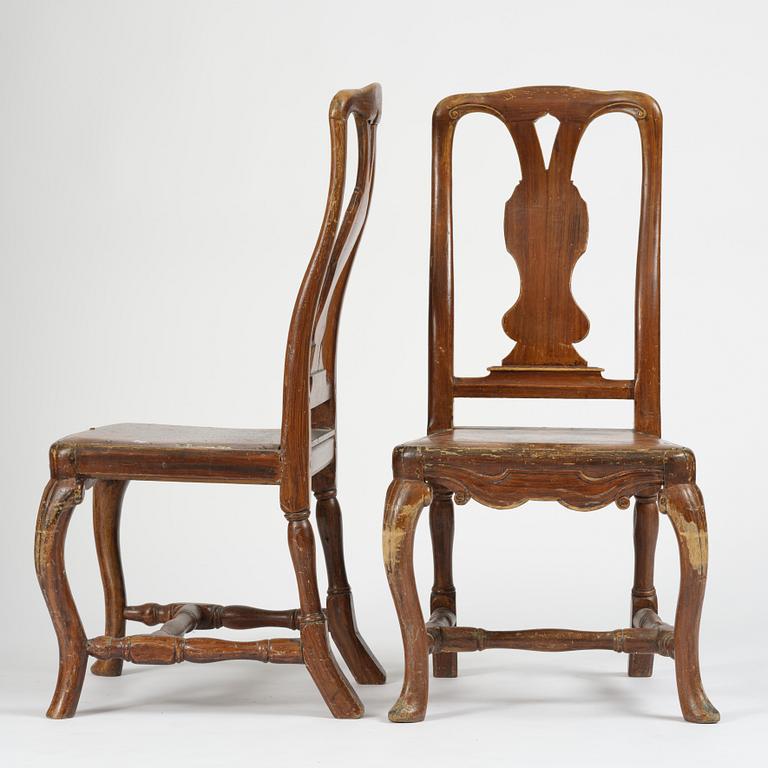 Stolar, ett par, Stockholmsarbeten, 1700-talets mitt, Senbarock.