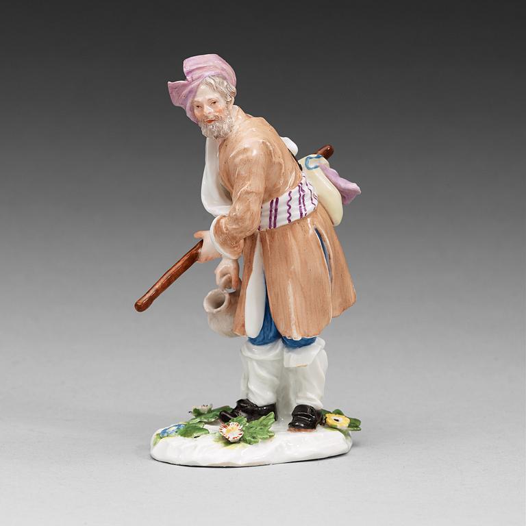 A Meissen 'Cris de St. Petersburg' figure of a Russian peasant, circa 1750.