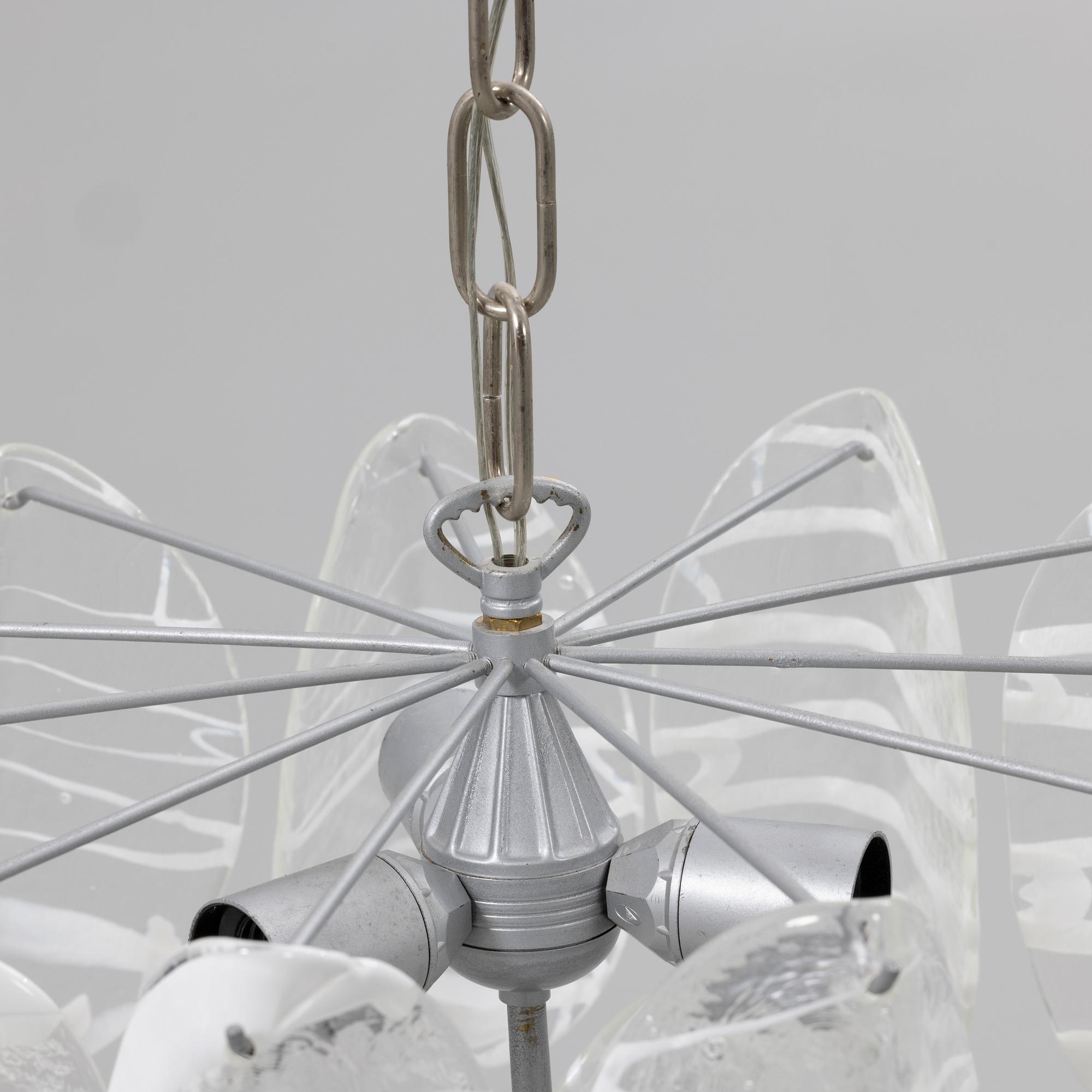 Ceiling lamp, Probably Mazzega, Murano, Italy, second half of the 20th century.