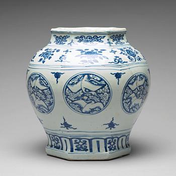 A blue and white jar, Ming dynasty, 16th Century.