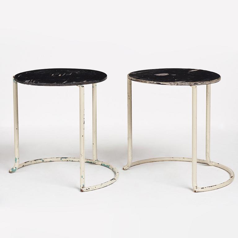 Alvar Aalto, a pair of entrance hall stools for the Paimio Sanatorium, executed by Aug. Louhen Rautasänkytehdas ja Valimo Oy, ca 1932.