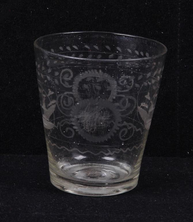 BÄGARE, glas, 1700-tal.