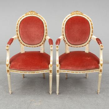 A pair of mid 20th century Gustavian style armchairs.