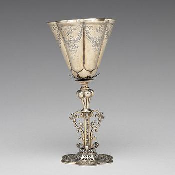 A German 17th century silver-gilt cup, mark of Jobst Planckh, Nürnberg 1609-1629.