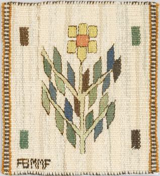 Märta Måås-Fjetterström, a textile "Blomlapp", tapestry weave, c 25 x 21,5 cm, signed AB MMF.