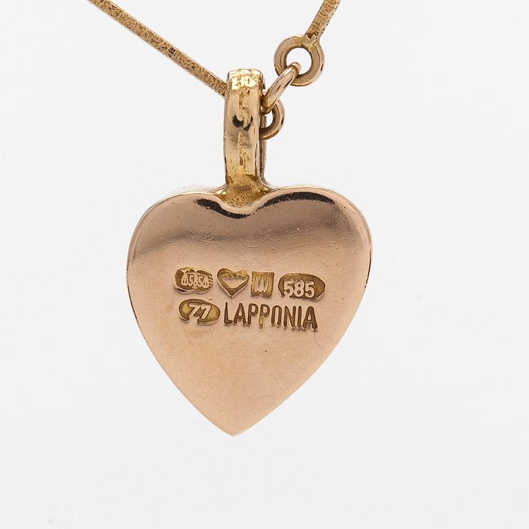 Björn Weckström, a 14K gold 'Heart' necklace. Lapponia 1977.