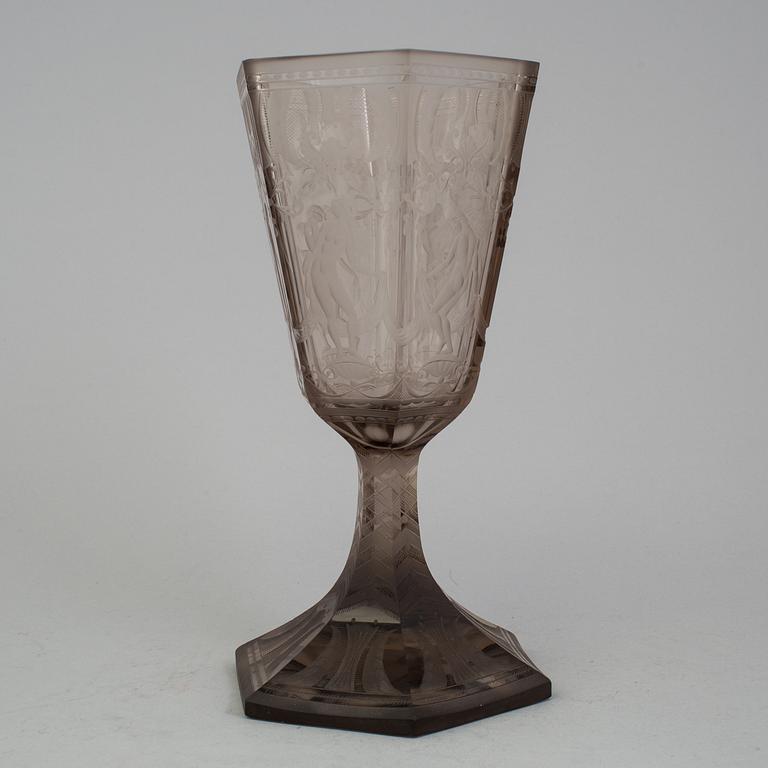 A glass goblet, Simon Gate, Orrefors 1925, named "Six Graces".