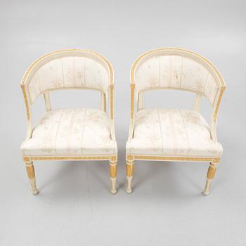 A pair of late Gustavian armchairs by E. Svensson (1755-1831).