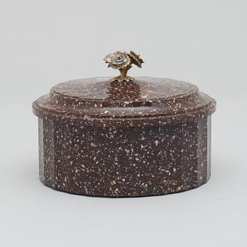 A Swedish Empire 19th century porphyry butter box.
