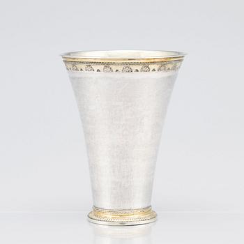 A Swedish 18th Century parcel-gilt silver beaker, mark of Henrik Nourin, Norrköping 1753.