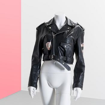 SKINNJACKA, "Bikermodell", Jean Paul Gaultier, 1980-tal, Storlek M.