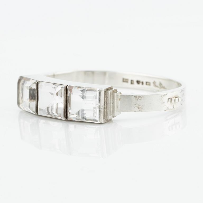 Wiwen Nilsson, a sterling bangle with three step-cut rock crystals, Lund 1938.