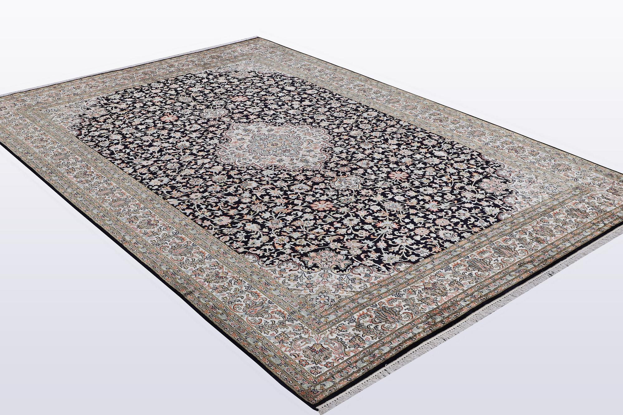 A carpet, silk Kashmir, ca 279 x 195 cm.