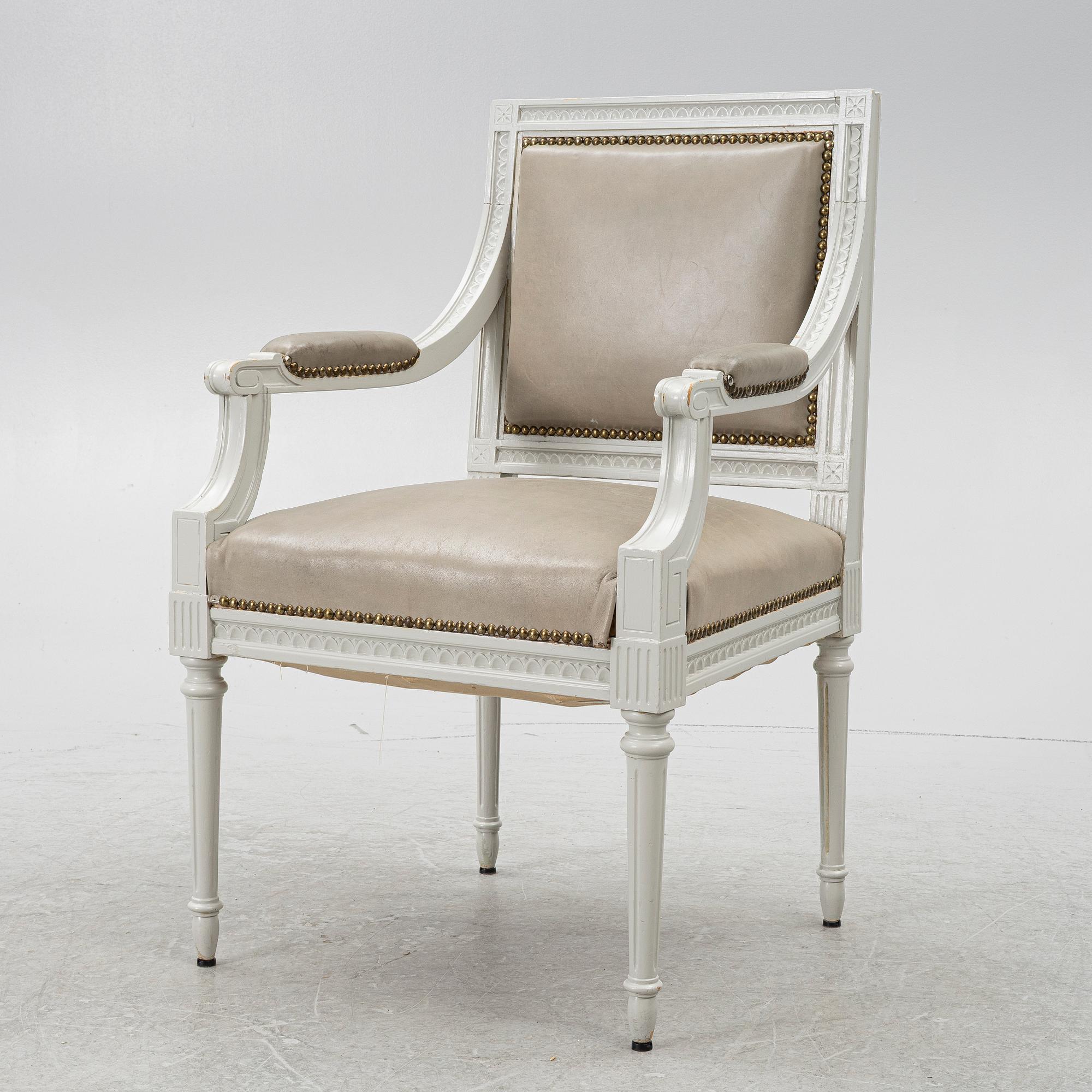 A Late Gustavian style armchair, second half of the 20th century.