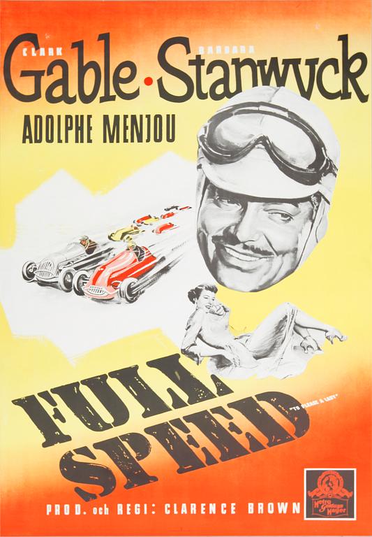 FILMAFFISCHER, litografiskt tryck, "Full Speed", 1951.