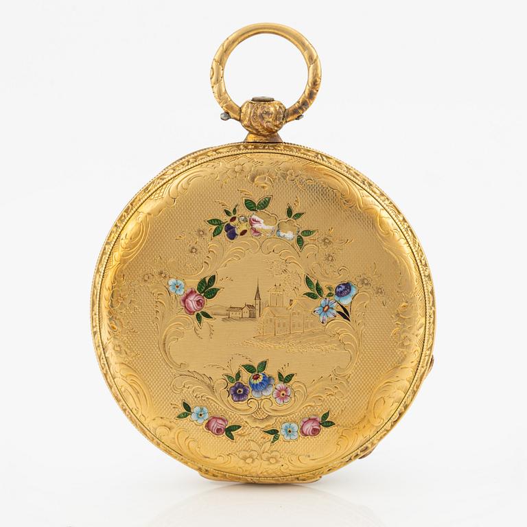 Pocket watch, 18K gold, 47 mm.