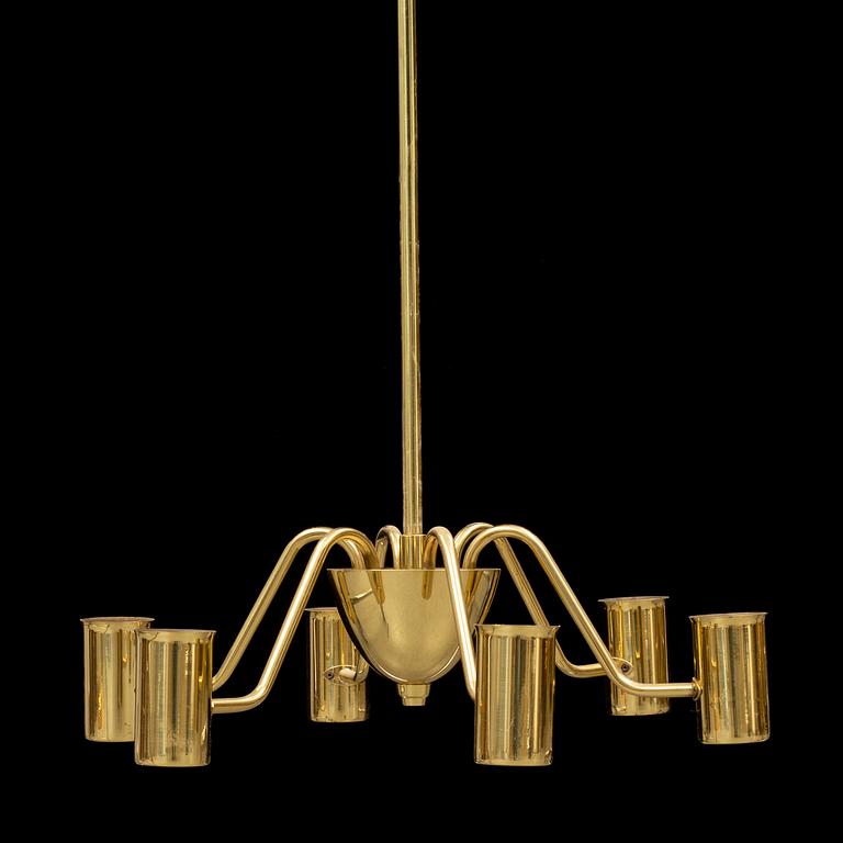 A pair of brass ceiling lights by Hans-Agne Jakobsson, T 372/6, sticker.