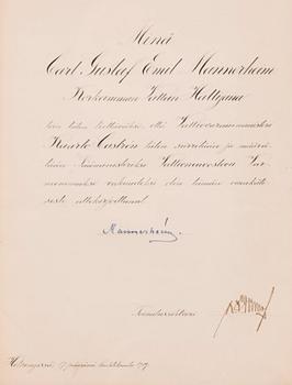 A document signed by C.G.E. Mannerheim 1919, Finland.
