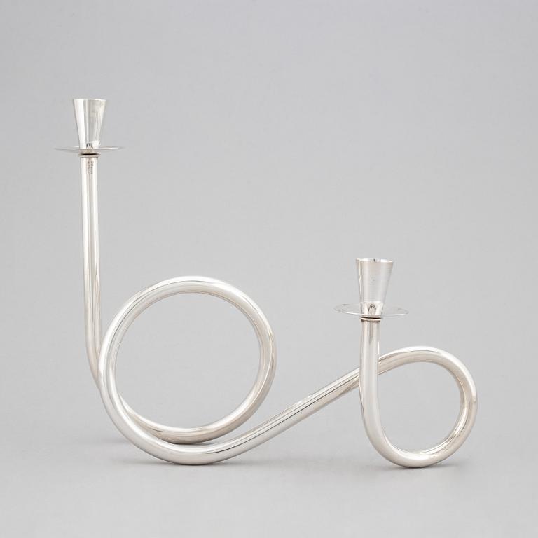 PIERO DE VECCHI, a 'T8', sterlign silver candelabra, signed and numbered 19/99, 2014.